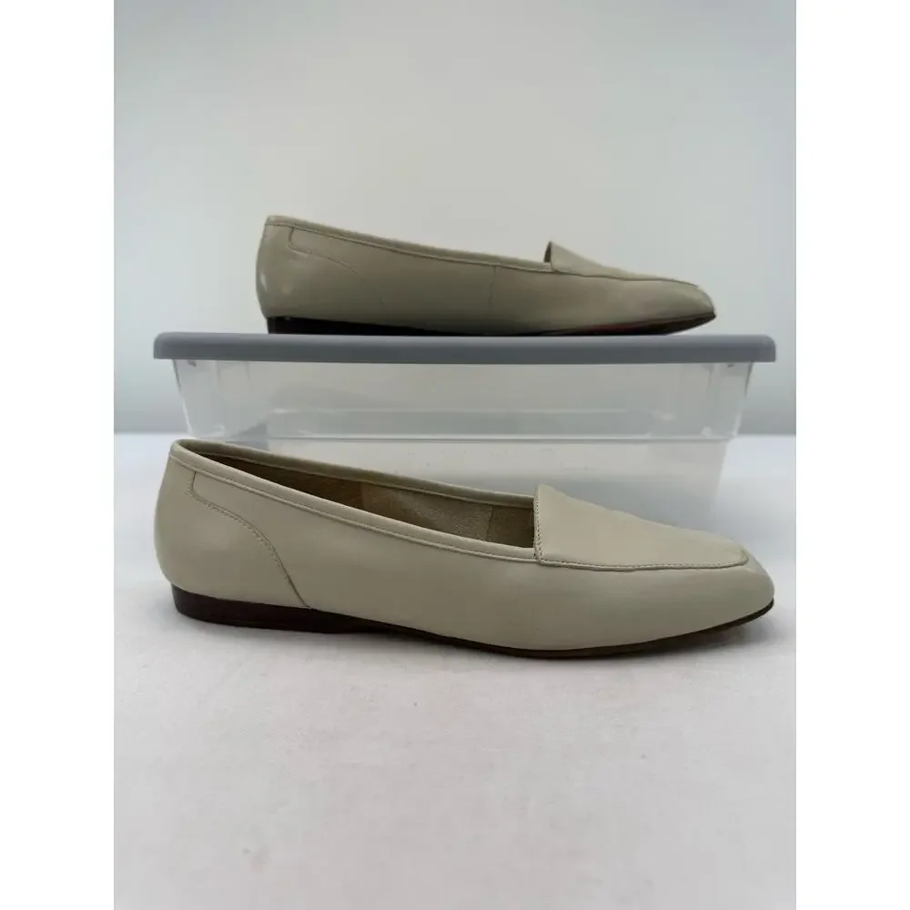 Enzo Angiolini Beige Liberty Leather Square Toe Classic Loafers Size‎ 8.5M